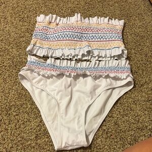 White Ruffled High-Waisted Bikini Bottoms